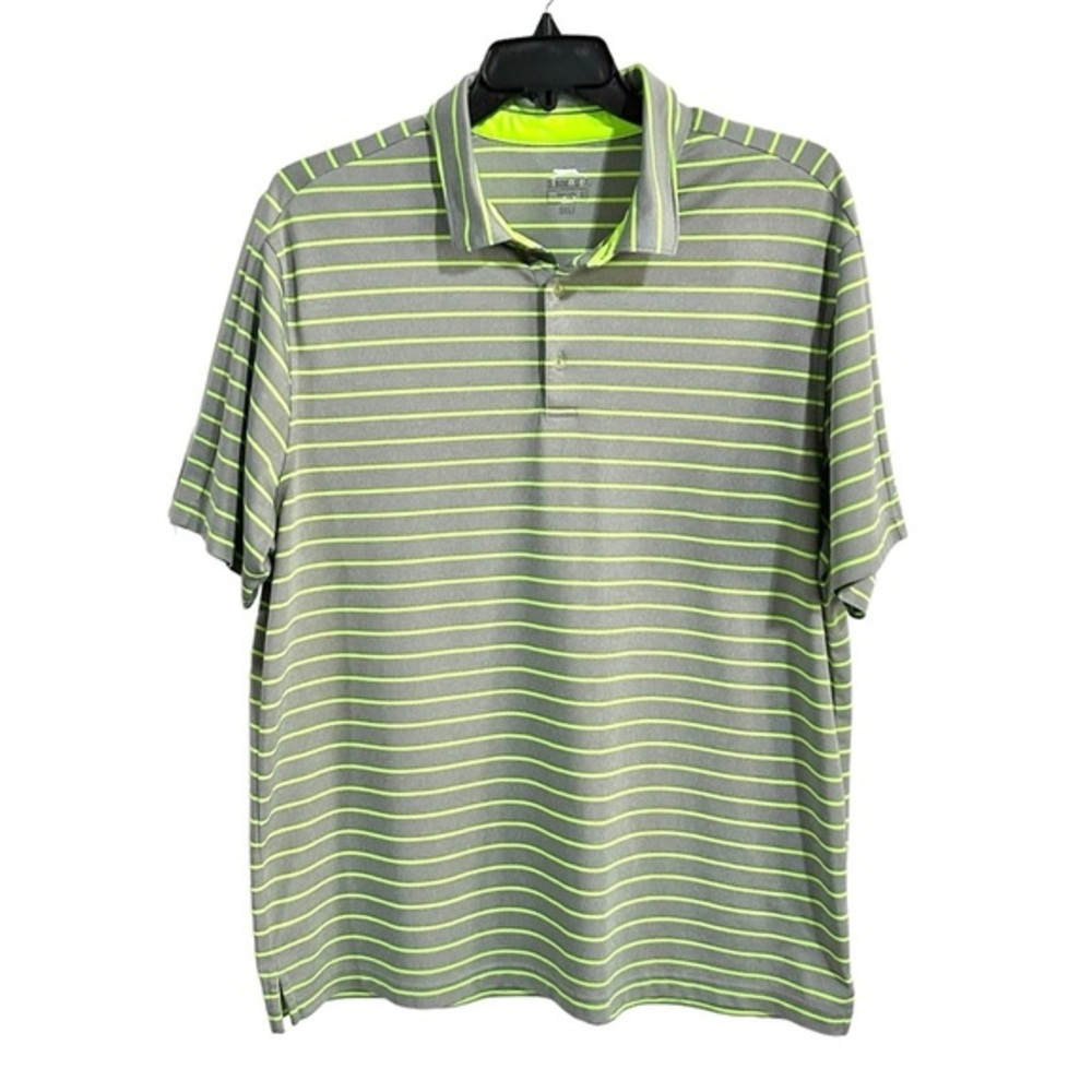 Slazenger Golf Men's Gray and Neon Yellow Striped Golf Polo - XXL